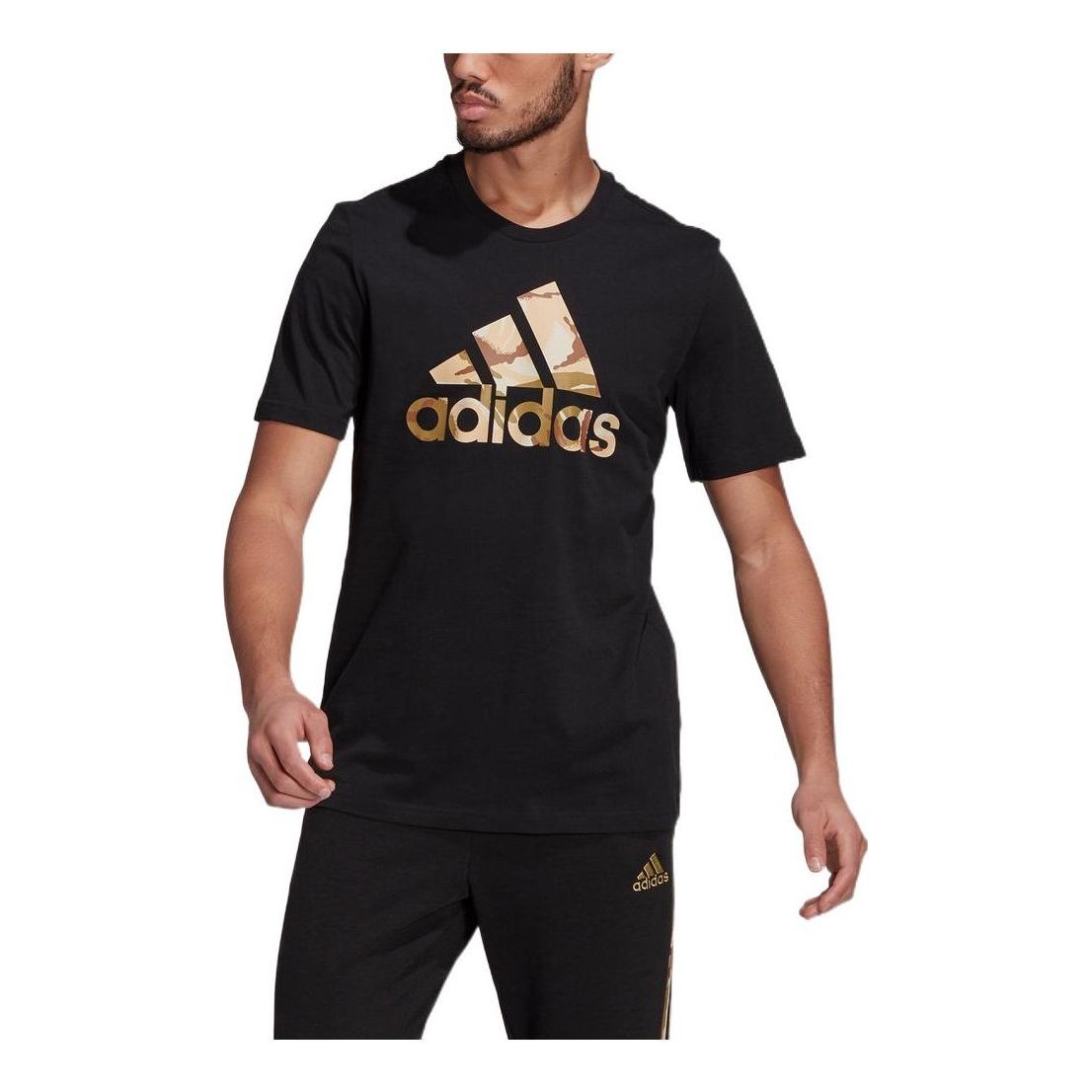 adidas Alphabet Large Logo Printing Round Neck Pullover Sports Short Sleeve Black GK9636