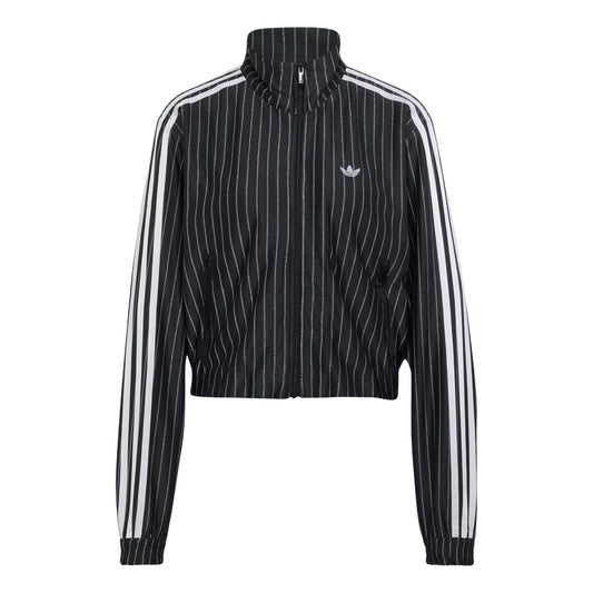 (WMNS) adidas Firebird Pinstripe Track Jacket Asia Sizing 'Black Silver Metallic' KR9576