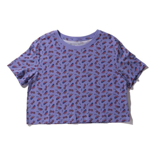 (WMNS) Nike Sportwear Full Print Round Neck Short Sleeve Purple CU9698-569