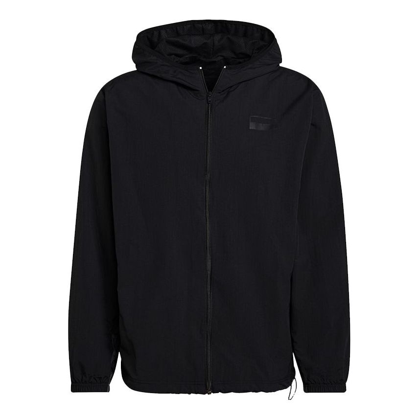 adidas originals R.y.v. Wb Hz Solid Color Logo Sports Hooded Jacket Black H11460