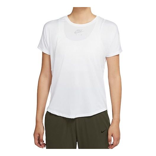 (WMNS) Nike Air Dri-FIT Running Sports Round Neck Short Sleeve White T-Shirt CU3330-100