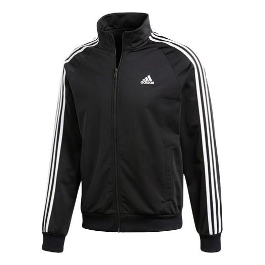 adidas Logo Printing Side Stripe Stand Collar Sports Jacket Black BR1024
