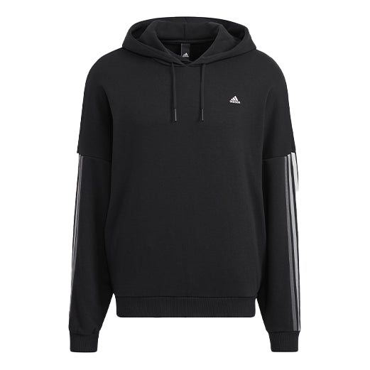 Men's adidas City Swt Pohd Solid Color Stripe Sports Black HC9964