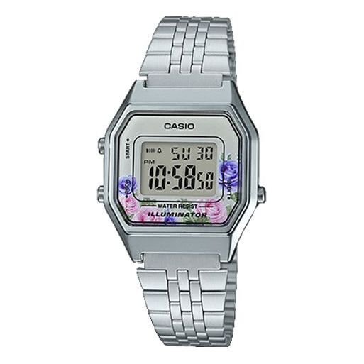 Casio Youth Vintage Digital Watch 'Silver Floral' LA680WA-4C