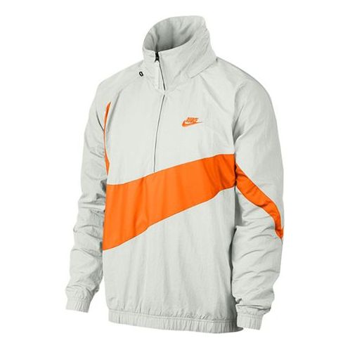 Nike Big Swoosh Half Zipper Jacket White Orange AJ1404-123