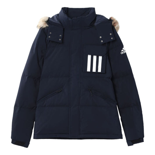 adidas DOWN PUFFA 3STR Outdoor hooded down Jacket Blue GE9928