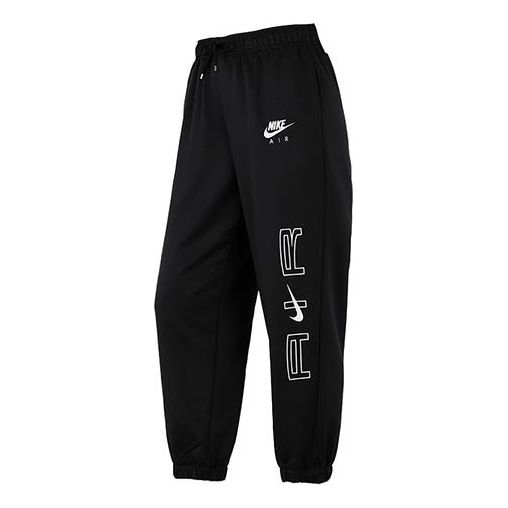 (WMNS) Nike Air Printing Sports Lacing Loose Bundle Feet Black Pants DD5426-010