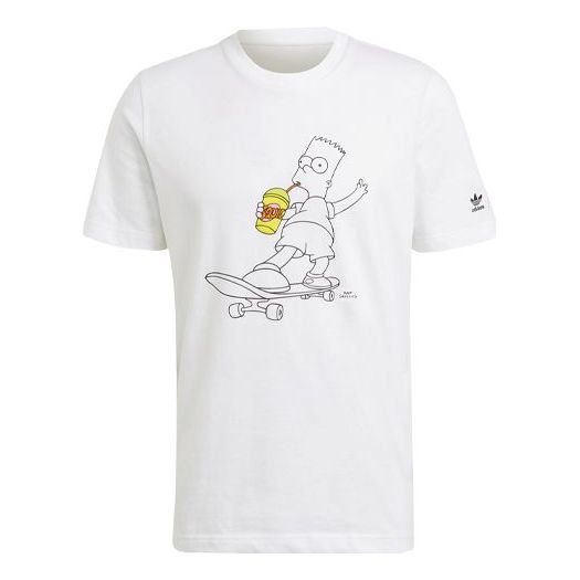 adidas originals x The Simpsons Crossover Cartoon Printing Round Neck Short Sleeve White HA5811