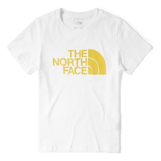 THE NORTH FACE SS20 Yellow Logo Short Sleeve White 499F-FN4