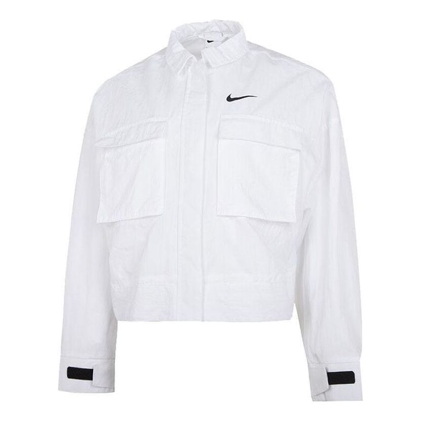 (WMNS) Nike AS W Nike Sportswear ESSNTL WVN JKT Jacket FIELD White DM6244-100