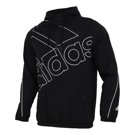 adidas M Favs Q1 Wb Large Logo Printing Sports Hooded Jacket Black GK9439