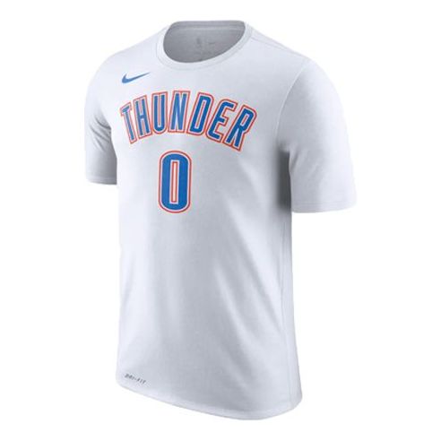 Nike NBA Thunder Westbrook No. 0 Sports TEE Men White 870797-100