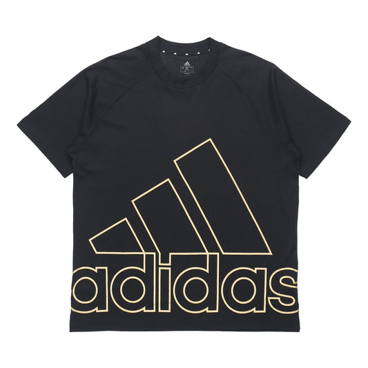 adidas U Big Logo T Sports Stylish Printing Round Neck Short Sleeve Black GU4291