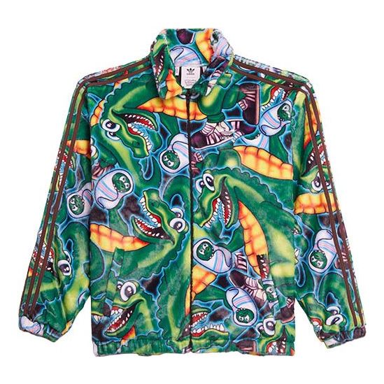 adidas originals x Kerwin Frost Crossover Cartoon Full Print lapel Jacket Green H66306