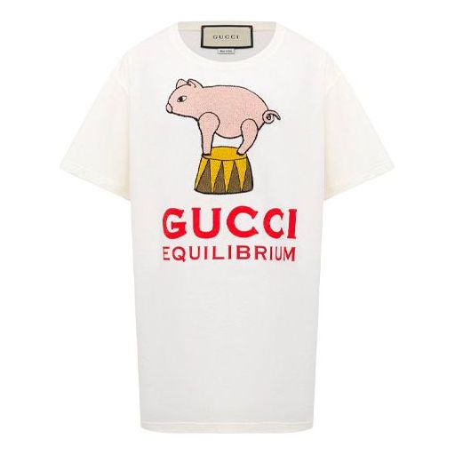 (WMNS) Gucci Equilibrium PIggy Printing Female White 615044-XJCRI-9095
