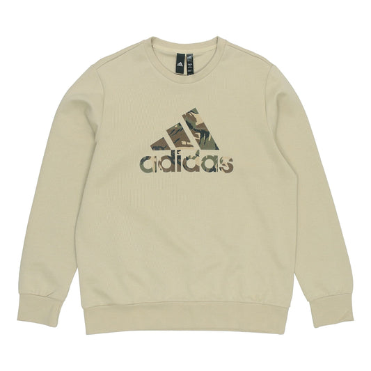Men's adidas Fi Incamo Swt Camouflage Logo Printing Sports Round Neck Pullover Light Yellow H39331