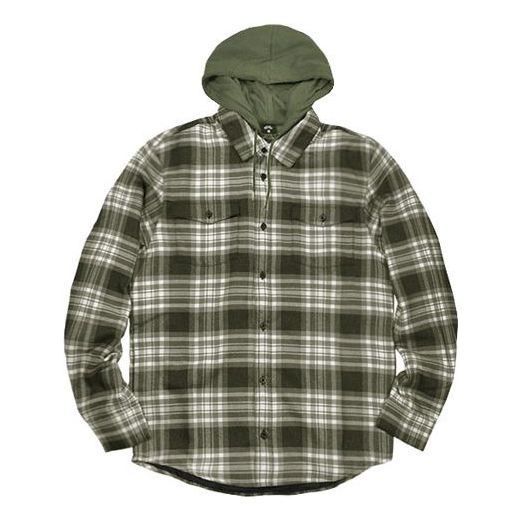 Nike SB Skateboard flannel Skateboard Plaid Contrasting Colors Hooded Jacket Olive Green CK5318-222