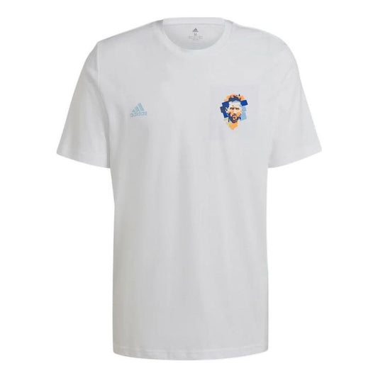 adidas Printing Round Neck Pullover Sports Short Sleeve White HA0935