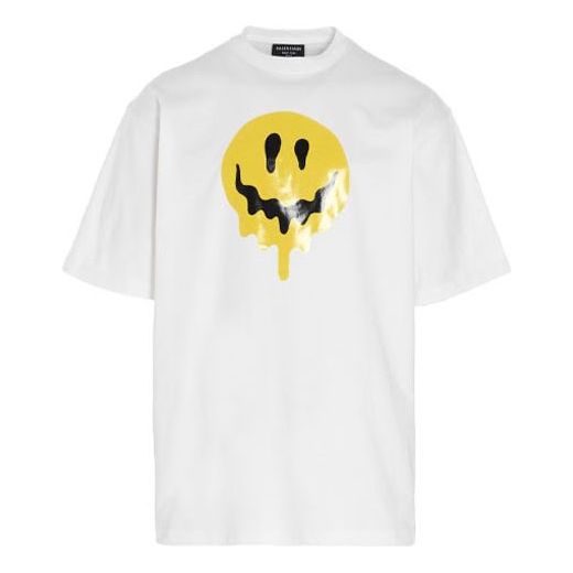 Balenciaga SS21 Drip Peace Large Fit Smile Printing Causual GS White 641675TKVA18639