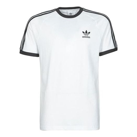 adidas originals Adicolor Classics Embroidered Logo Stripe Sports Short Sleeve White GN3494