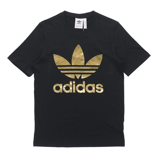 adidas originals Trefoil Holo T Casual Sports Round Neck Short Sleeve Black GM3268