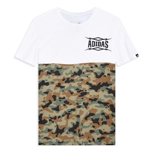 adidas Summer Attack Camouflage Colorblock Sports Round Neck Short Sleeve White AI6065