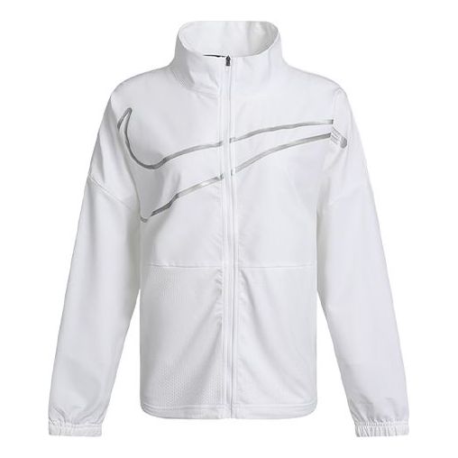 (WMNS) Nike Large Woven Stand Collar Training Sports White Jacket DA0498-100