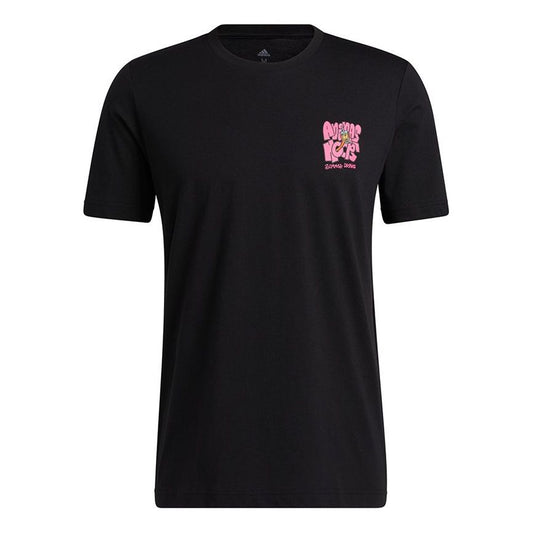 adidas Lil Stripe Boba Funny Printing Logo Basketball Sports Short Sleeve Black HB5486