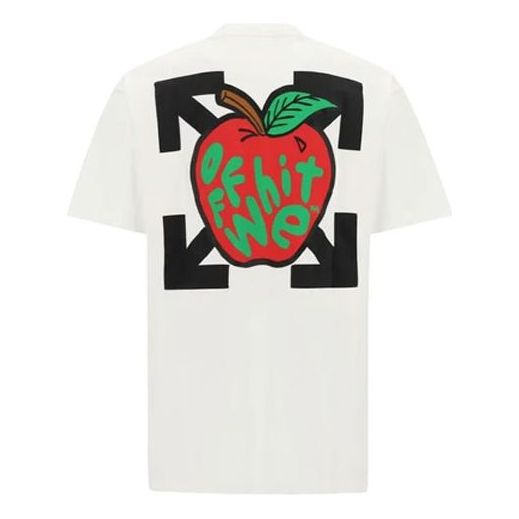 Off-White Apple Printing Short Sleeves Relaxed Fit Mens White OMAA038S21JER0150125