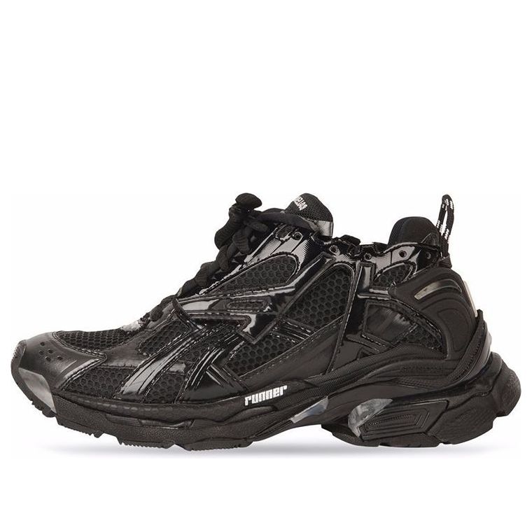 (WMNS) Balenciaga Runner Sneakers 'Black Mesh and Nylon with clear multicolor deco' 677402W3RB11000