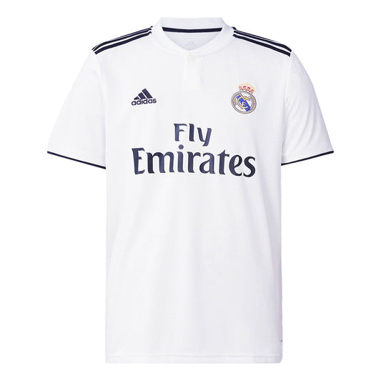 adidas real Madrid 18-19 Season Fan Edition Home Alphabet Logo Stripe Sports Soccer/Football Short Sleeve White DH3372