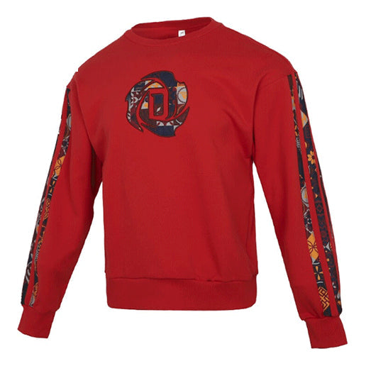 Men's adidas Crew Limited Printing Basketball Sports Round Neck Pullover Red HD7933