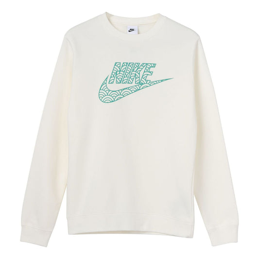 Men's Nike Logo Casual Sports Round Neck Pullover White DR7829-133