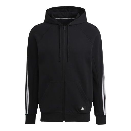 adidas Long Sleeves Zipper Hooded Jacket Black GM6450
