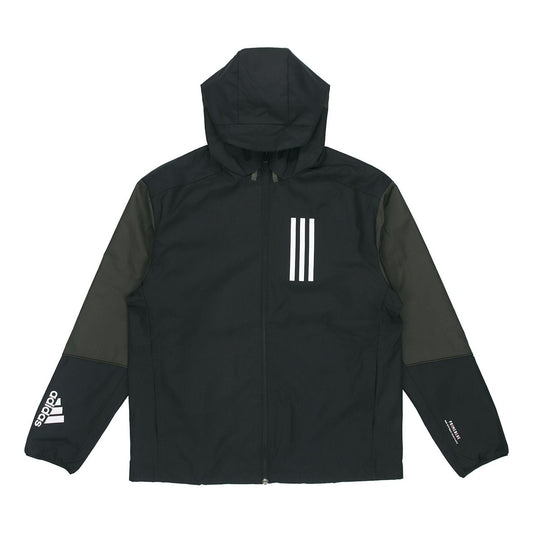 adidas WND Casual Sports hooded Windproof Jacket Black GF4023