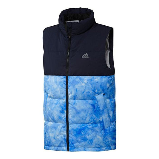 adidas Stand Collar Leisure Sports Windproof Warm Down Vest Men Hide Blue GE9983