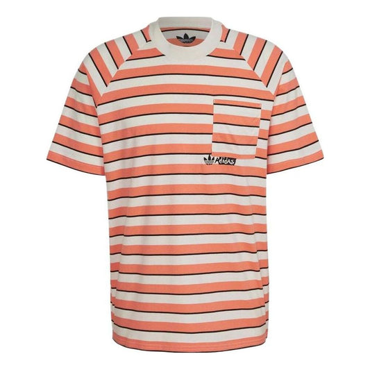 adidas originals Pocket Stripe Round Neck Short Sleeve Orange HT1663