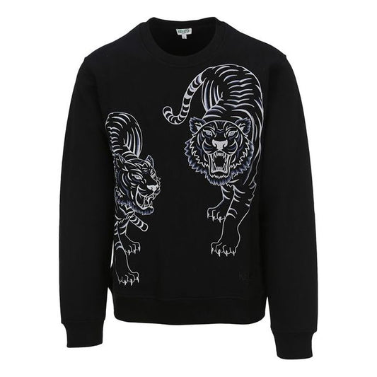 Men's KENZO Cotton Embroidered Pattern Pullover Long Sleeves Black F96-5SW009-4XG-99