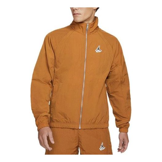 Men's Jordan Stand Collar Training Windproof Jacket Brown Yellow DH9038-241