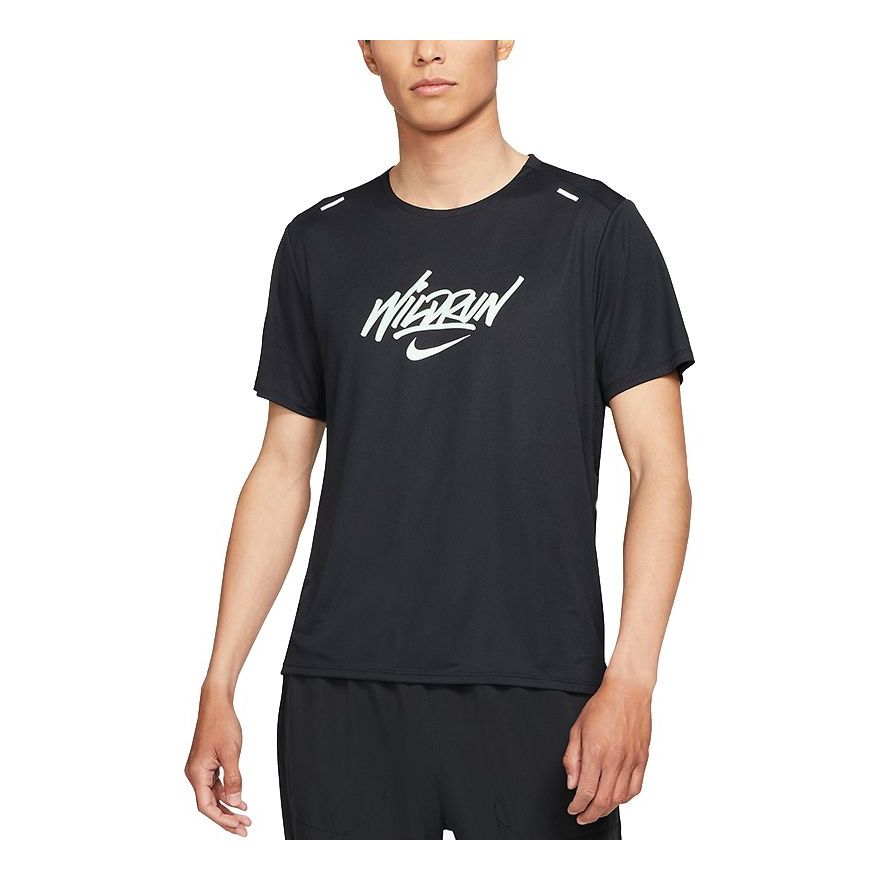 Nike Sport Running Casual Round NeckShort Sleeve Men s Black DA1169-010