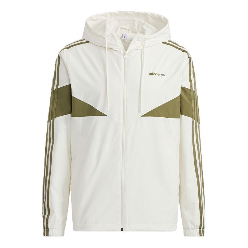 adidas neo M Icons 3s Wbkr Casual Sports Contrasting Colors Hooded Jacket White H14231