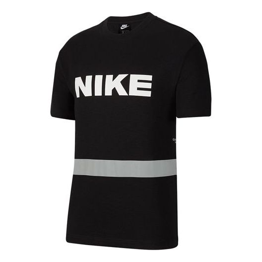 Men's Nike Logo Alphabet Printing Round Neck Casual Short Sleeve Black T-Shirt DB3605-010