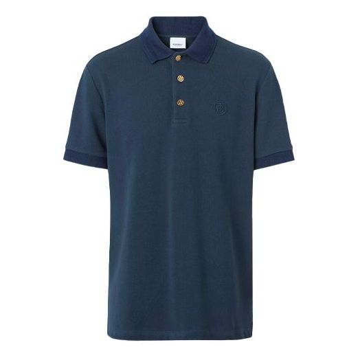 Burberry SS21 Bottons Net Cotton Polo Male Blue 80370941