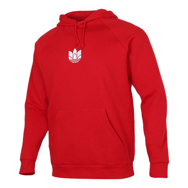 adidas originals 3d Trefoil Hood Logo Printing Fleece Lined Stay Warm Sports Red GN3554