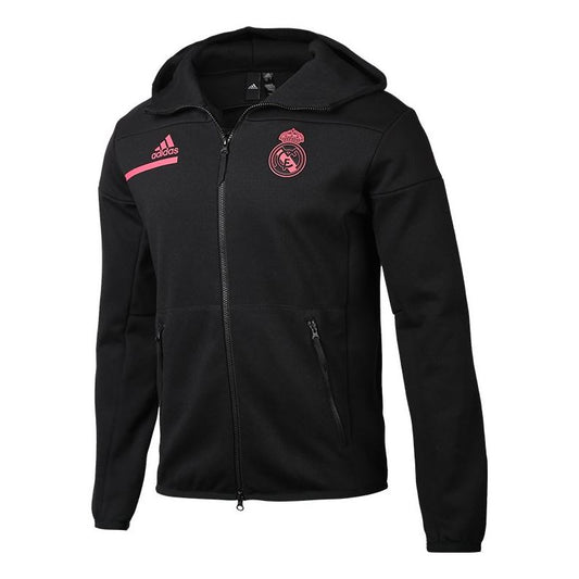 adidas Real Zne Real Madrid Soccer/Football Sports Hooded Jacket Black GN4983