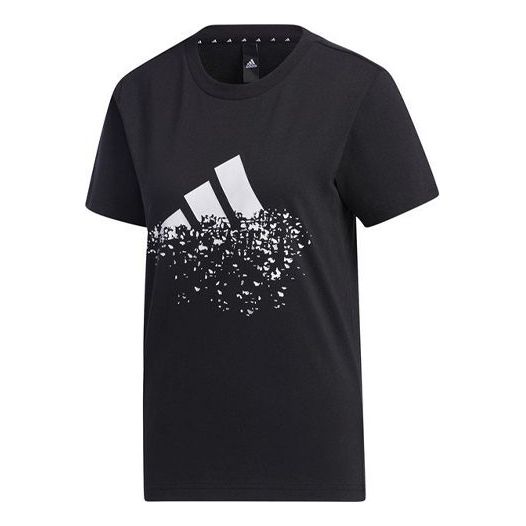 (WMNS) adidas Str Tee Gfx Logo Printing Sports Round Neck Short Sleeve Black T-Shirt GP0599