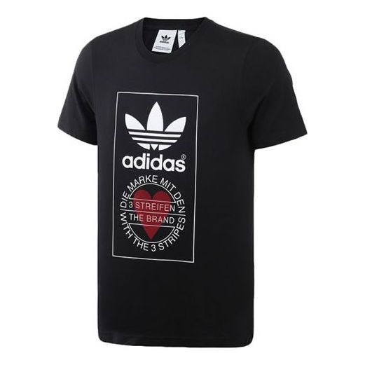 Men's adidas originals Valentine's Day Series Unisex Tee Love Printing Short Sleeve Black GK7166