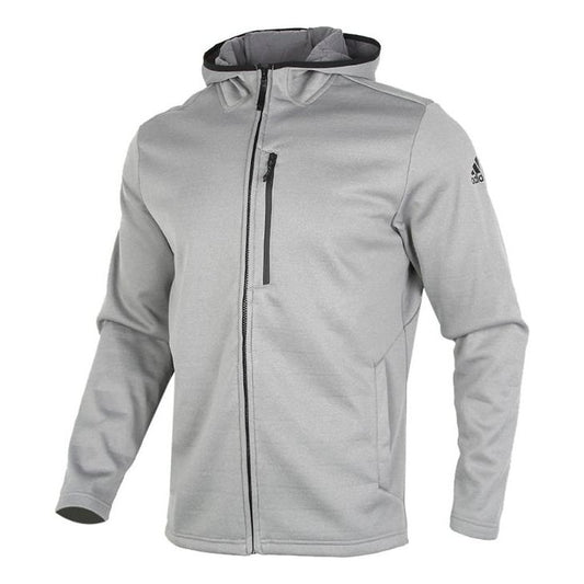 adidas Perfom Fl Jkt Solid Color Fleece Lined Stay Warm Hooded Jacket Gray GV3516