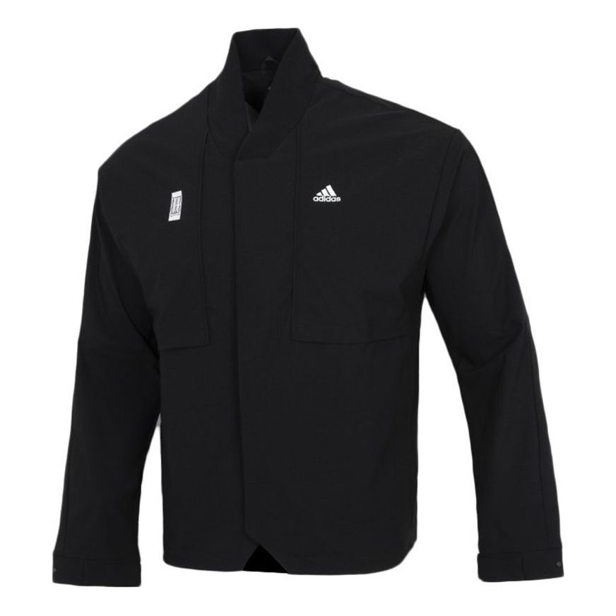 adidas Splicing Solid Color Athleisure Casual Sports Jacket Black H39338