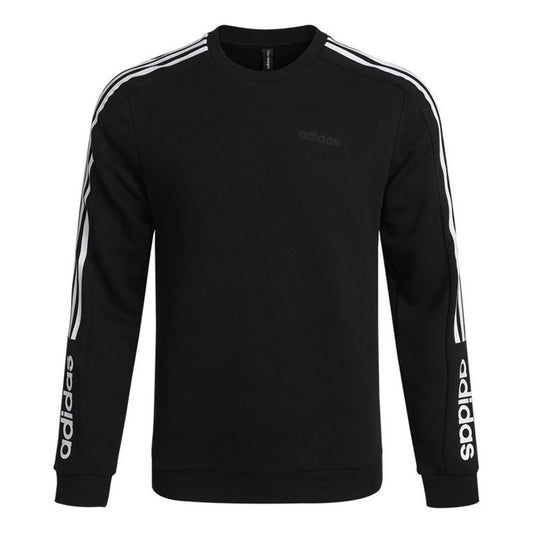 adidas neo M Basc Ss Printing Logo Sports Knit Round Neck Pullover Black H45108